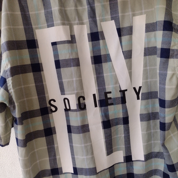 Fly Society Short Sleeve Shirt Hoodie PLAID Button Down Men's Size 2XL - Picture 3 of 9
